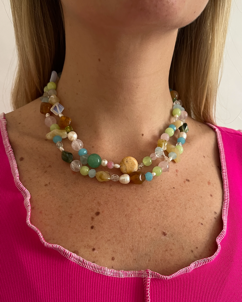 Amira 4 - Pearl and Gemstone Necklace