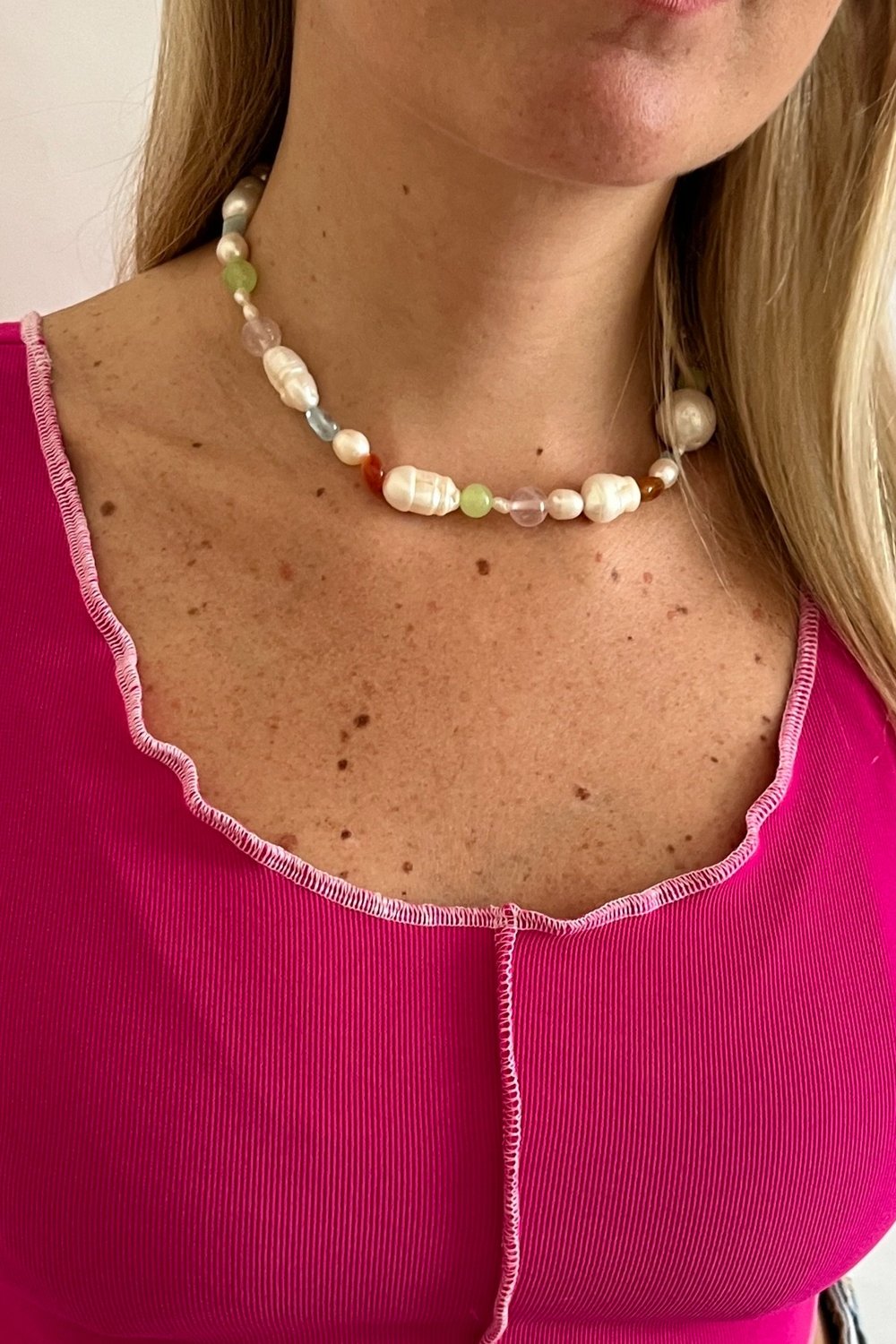 Amira 2 - Pearl and Gemstone Necklace