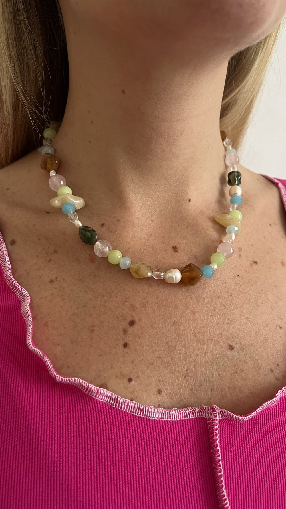 Amira 3 - Pearl and Gemstone Necklace