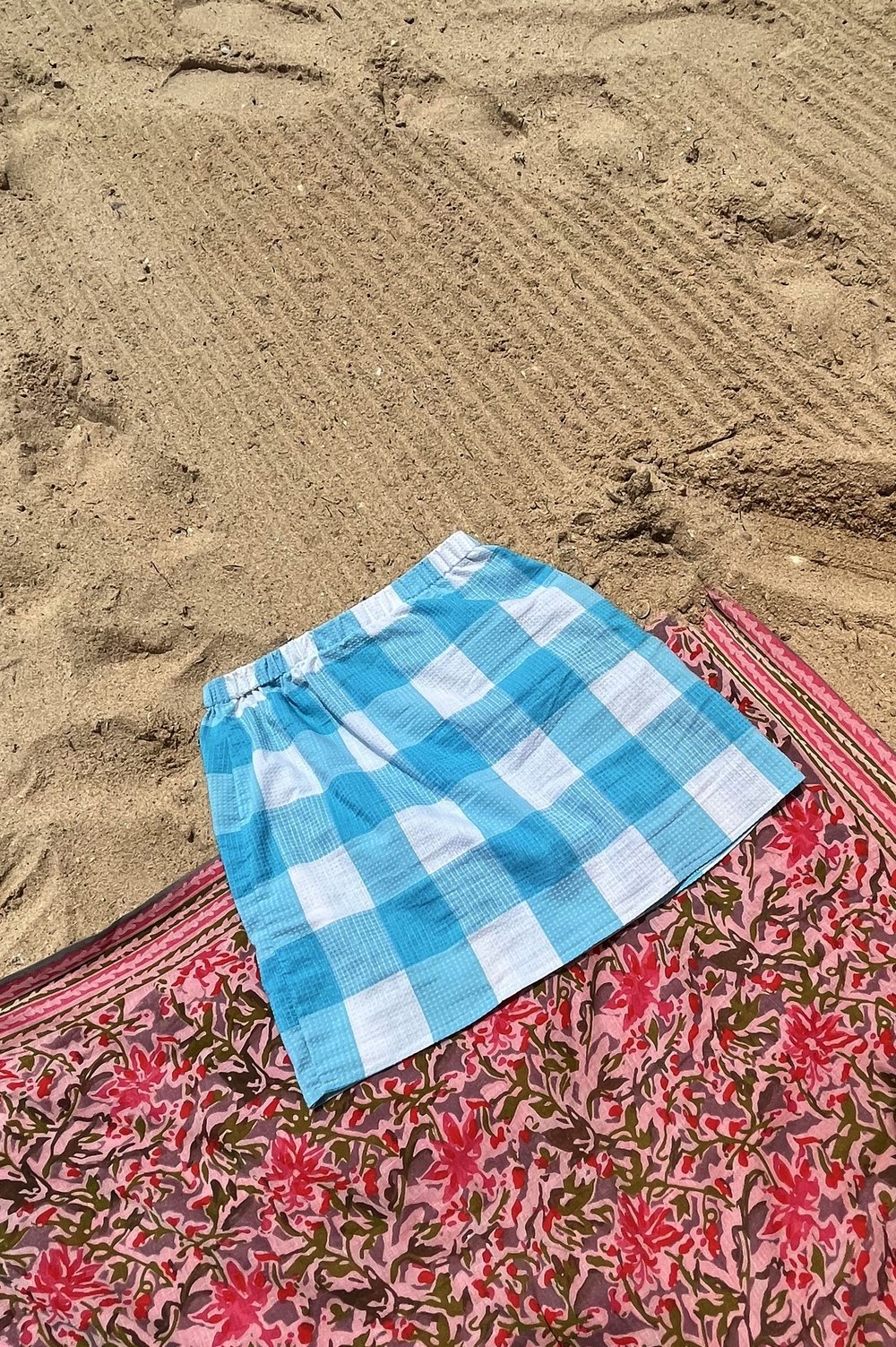 Duri Check Skirt - Blue