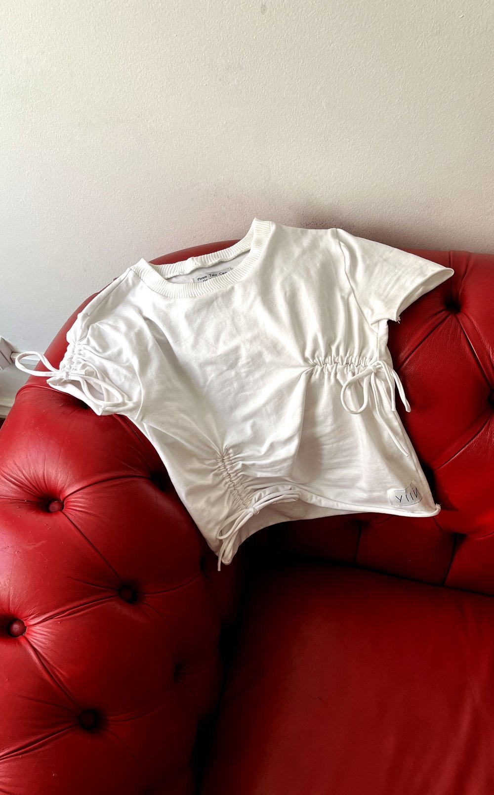 Lyori Ruched White Tee