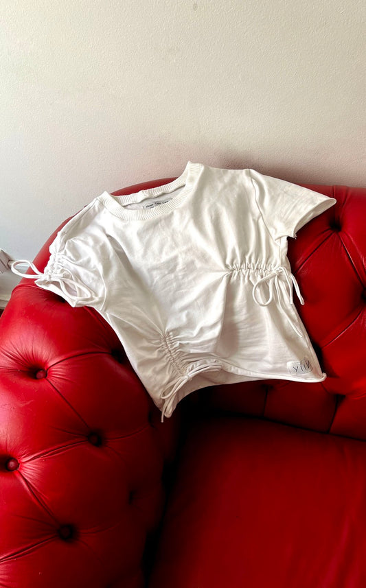 Lyori Ruched White Tee