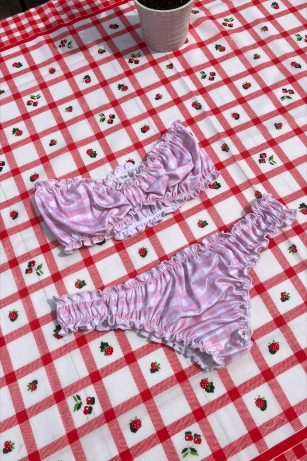 Mia Bikini Top & Bottom Pink Gingham