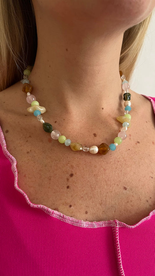 Amira 3 - Pearl and Gemstone Necklace
